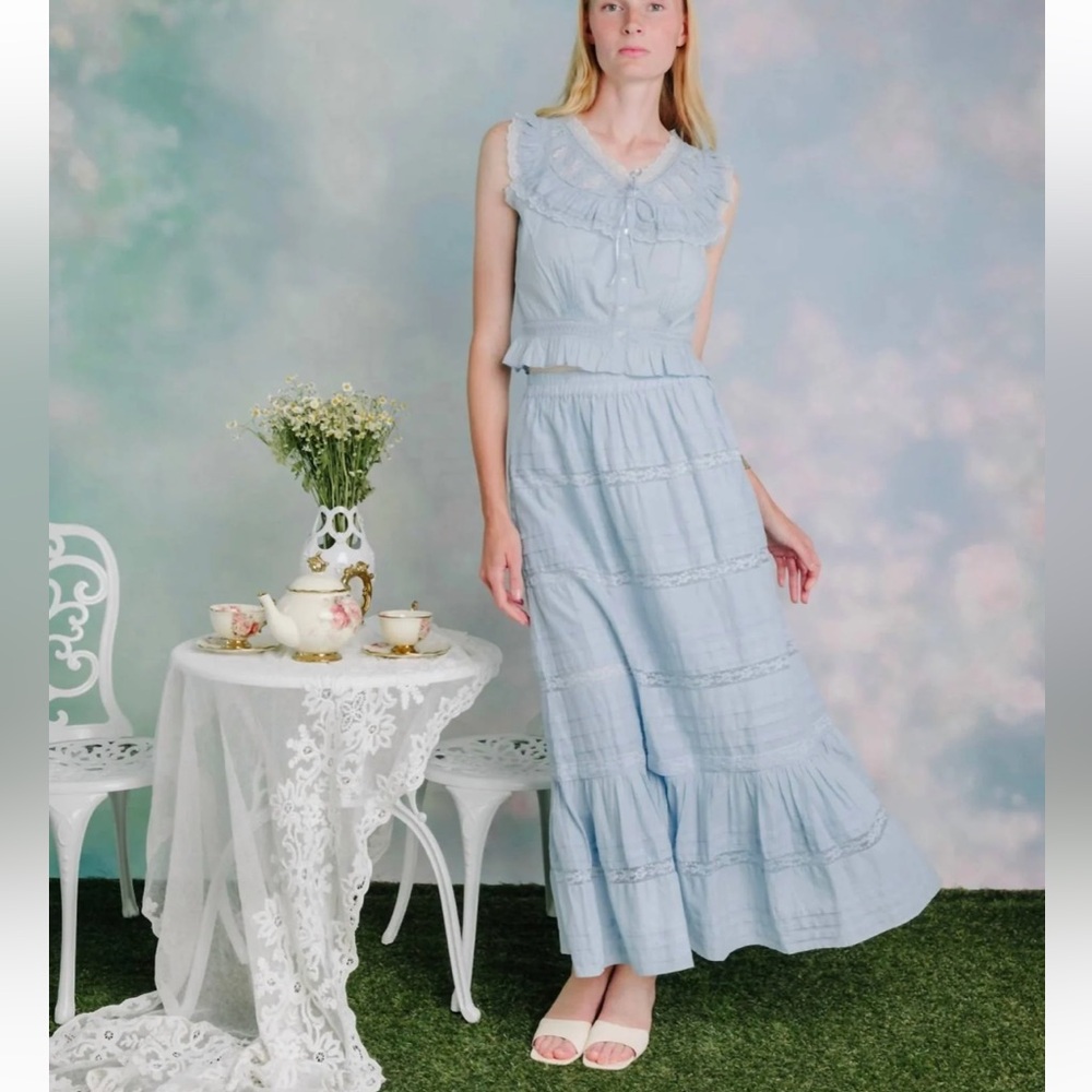 Love The Label Tatum Maxi Skirt, Ruffle, Small, New with Tags